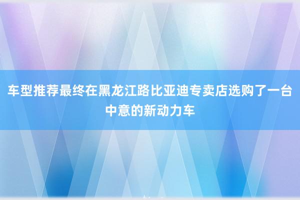 车型推荐最终在黑龙江路比亚迪专卖店选购了一台中意的新动力车