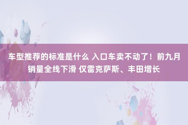 车型推荐的标准是什么 入口车卖不动了！前九月销量全线下滑 仅雷克萨斯、丰田增长