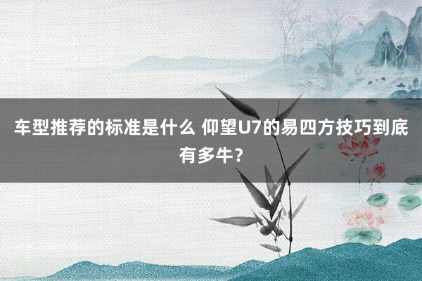 车型推荐的标准是什么 仰望U7的易四方技巧到底有多牛？