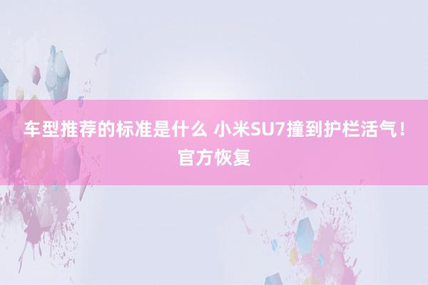 车型推荐的标准是什么 小米SU7撞到护栏活气！官方恢复