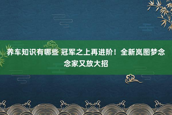 养车知识有哪些 冠军之上再进阶！全新岚图梦念念家又放大招