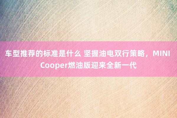 车型推荐的标准是什么 坚握油电双行策略，MINI Cooper燃油版迎来全新一代