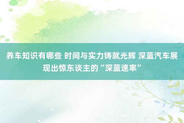 养车知识有哪些 时间与实力铸就光辉 深蓝汽车展现出惊东谈主的“深蓝速率”