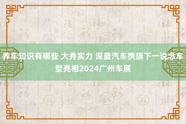 养车知识有哪些 大秀实力 深蓝汽车携旗下一说念车型亮相2024广州车展