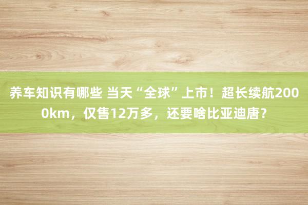 养车知识有哪些 当天“全球”上市！超长续航2000km，仅售12万多，还要啥比亚迪唐？