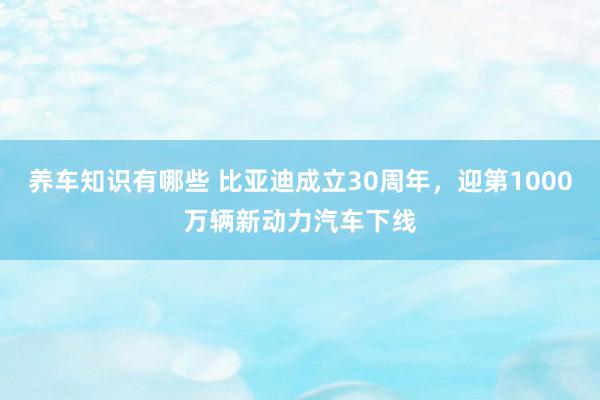 养车知识有哪些 比亚迪成立30周年，迎第1000万辆新动力汽车下线