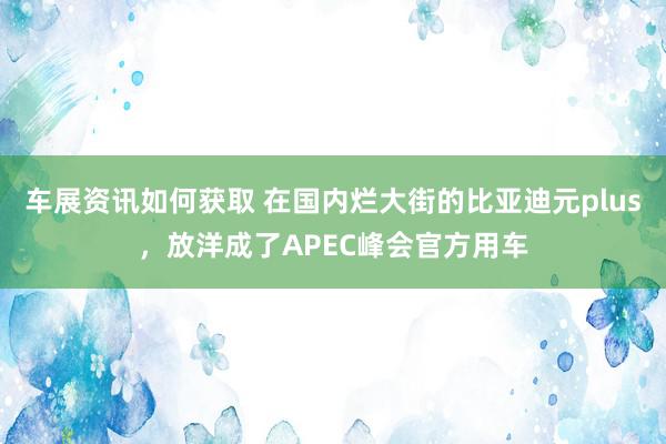 车展资讯如何获取 在国内烂大街的比亚迪元plus，放洋成了APEC峰会官方用车