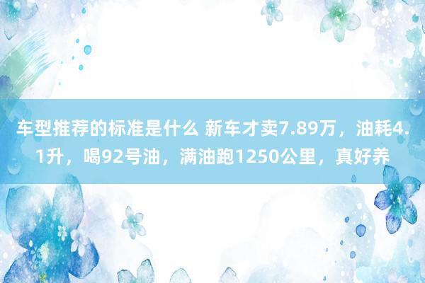 车型推荐的标准是什么 新车才卖7.89万，油耗4.1升，喝92号油，满油跑1250公里，真好养