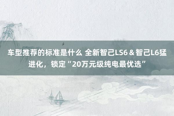 车型推荐的标准是什么 全新智己LS6＆智己L6猛进化，锁定“20万元级纯电最优选”