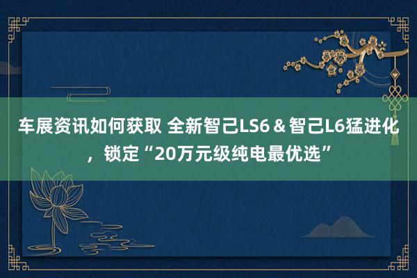 车展资讯如何获取 全新智己LS6＆智己L6猛进化，锁定“20万元级纯电最优选”