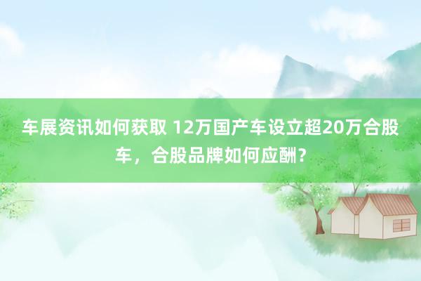 车展资讯如何获取 12万国产车设立超20万合股车，合股品牌如何应酬？