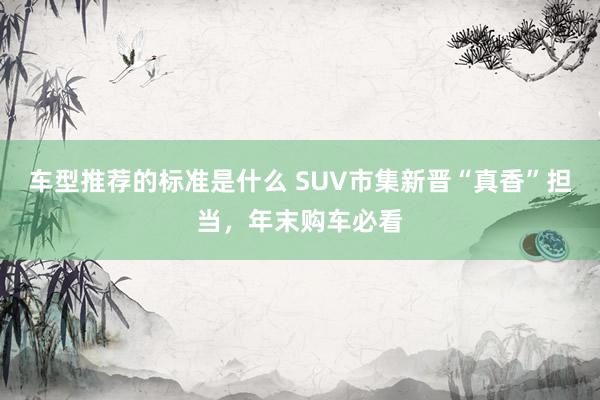 车型推荐的标准是什么 SUV市集新晋“真香”担当，年末购车必看