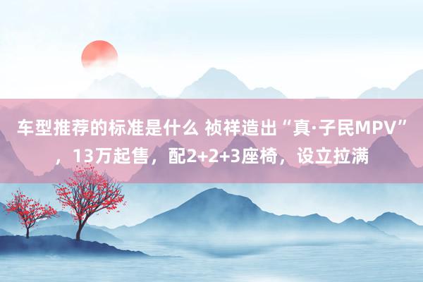 车型推荐的标准是什么 祯祥造出“真·子民MPV”，13万起售，配2+2+3座椅，设立拉满