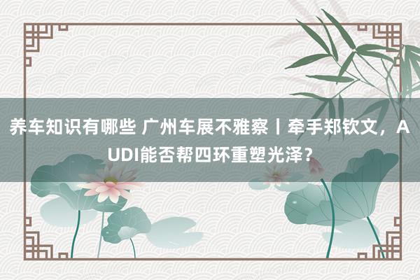 养车知识有哪些 广州车展不雅察丨牵手郑钦文，AUDI能否帮四环重塑光泽？