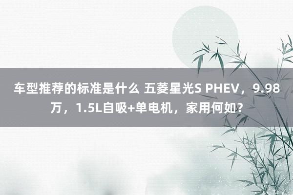 车型推荐的标准是什么 五菱星光S PHEV，9.98万，1.5L自吸+单电机，家用何如？