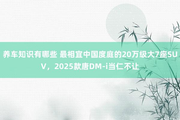 养车知识有哪些 最相宜中国度庭的20万级大7座SUV，2025款唐DM-i当仁不让