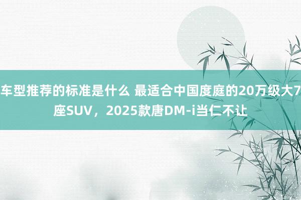 车型推荐的标准是什么 最适合中国度庭的20万级大7座SUV，2025款唐DM-i当仁不让