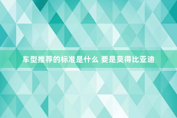 车型推荐的标准是什么 要是莫得比亚迪