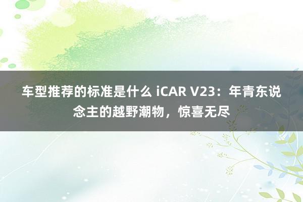 车型推荐的标准是什么 iCAR V23：年青东说念主的越野潮物，惊喜无尽