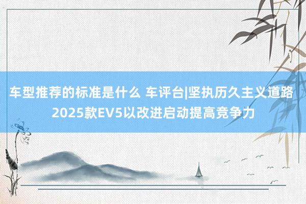 车型推荐的标准是什么 车评台|坚执历久主义道路 2025款EV5以改进启动提高竞争力