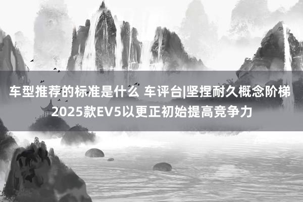 车型推荐的标准是什么 车评台|坚捏耐久概念阶梯 2025款EV5以更正初始提高竞争力