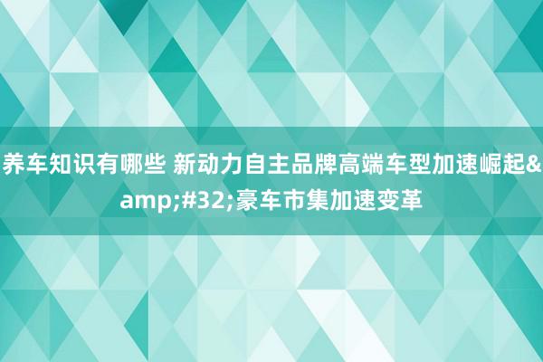 养车知识有哪些 新动力自主品牌高端车型加速崛起&#32;豪车市集加速变革