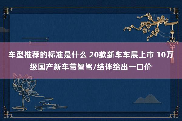 车型推荐的标准是什么 20款新车车展上市 10万级国产新车带智驾/结伴给出一口价