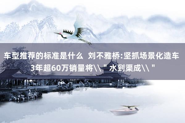 车型推荐的标准是什么  刘不雅桥:坚抓场景化造车 3年超60万销量将\＂水到渠成\＂