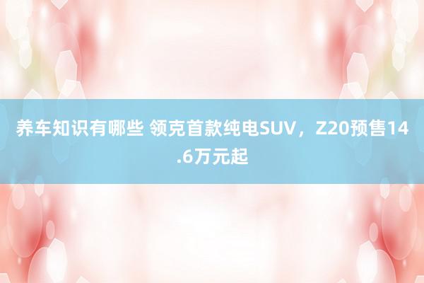 养车知识有哪些 领克首款纯电SUV，Z20预售14.6万元起