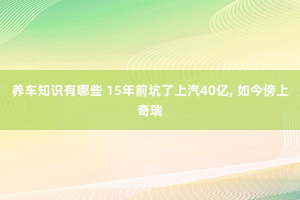 养车知识有哪些 15年前坑了上汽40亿, 如今傍上奇瑞