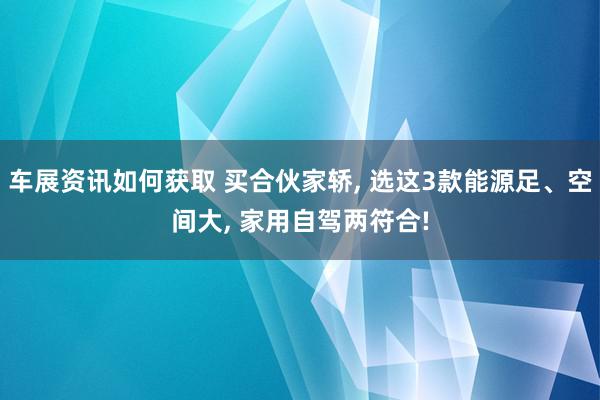 车展资讯如何获取 买合伙家轿, 选这3款能源足、空间大, 家用自驾两符合!