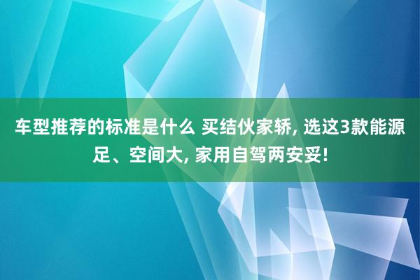 车型推荐的标准是什么 买结伙家轿, 选这3款能源足、空间大, 家用自驾两安妥!