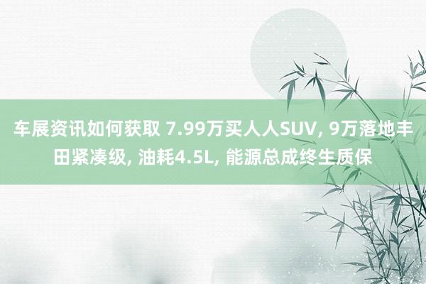 车展资讯如何获取 7.99万买人人SUV, 9万落地丰田紧凑级, 油耗4.5L, 能源总成终生质保