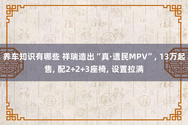 养车知识有哪些 祥瑞造出“真·遗民MPV”, 13万起售, 配2+2+3座椅, 设置拉满