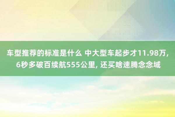 车型推荐的标准是什么 中大型车起步才11.98万, 6秒多破百续航555公里, 还买啥速腾念念域