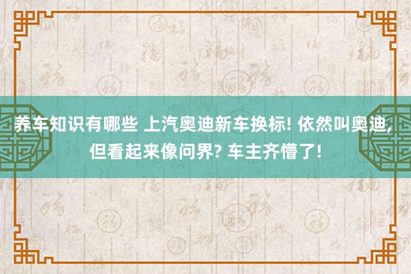 养车知识有哪些 上汽奥迪新车换标! 依然叫奥迪, 但看起来像问界? 车主齐懵了!