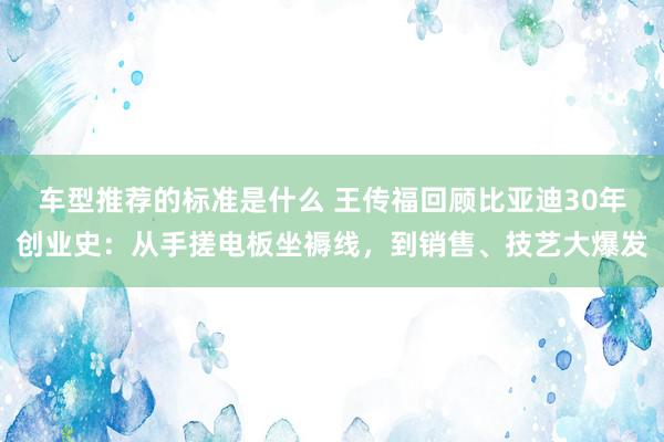 车型推荐的标准是什么 王传福回顾比亚迪30年创业史：从手搓电板坐褥线，到销售、技艺大爆发