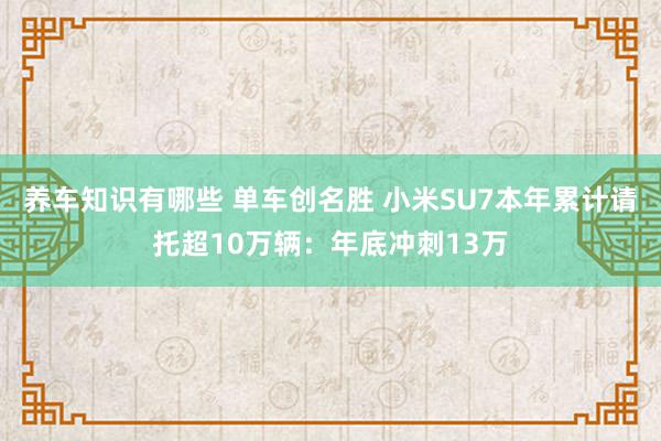 养车知识有哪些 单车创名胜 小米SU7本年累计请托超10万辆：年底冲刺13万