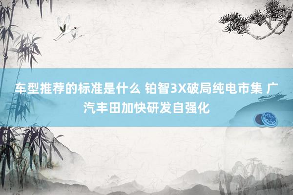 车型推荐的标准是什么 铂智3X破局纯电市集 广汽丰田加快研发自强化